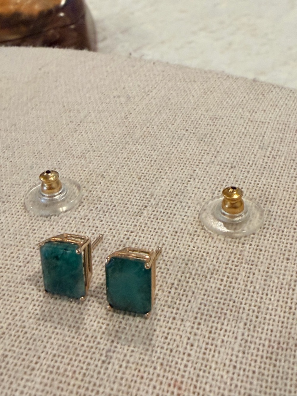 Vintage Emerald Cut Emerald 14K Stud Earrings Dark Green - Picture 8 of 12
